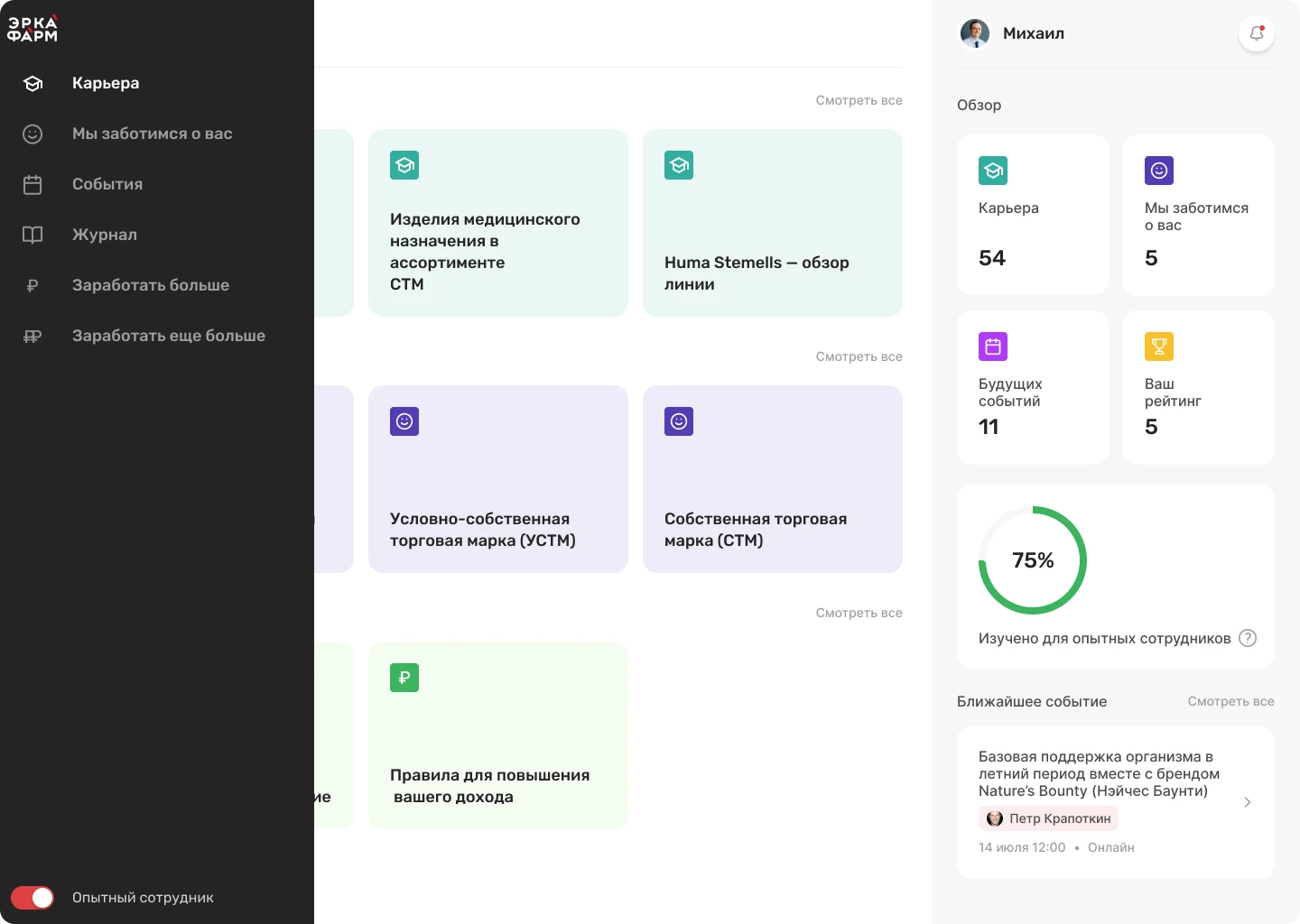 Разработка корпоративного обучающего портала